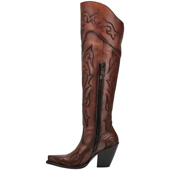 Dan Post Women's Seductress Western Boots - Snip Toe  22" Tall - Picture 8 of 12